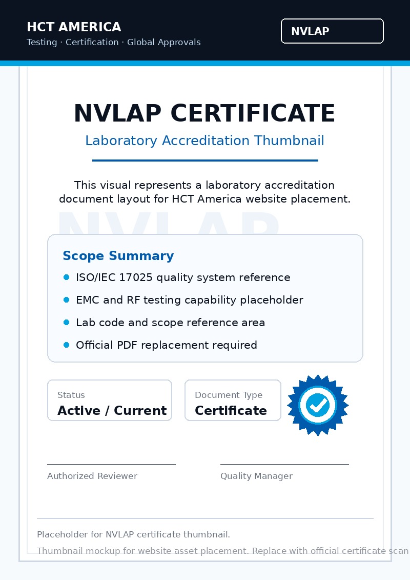 NVLAP Certificate